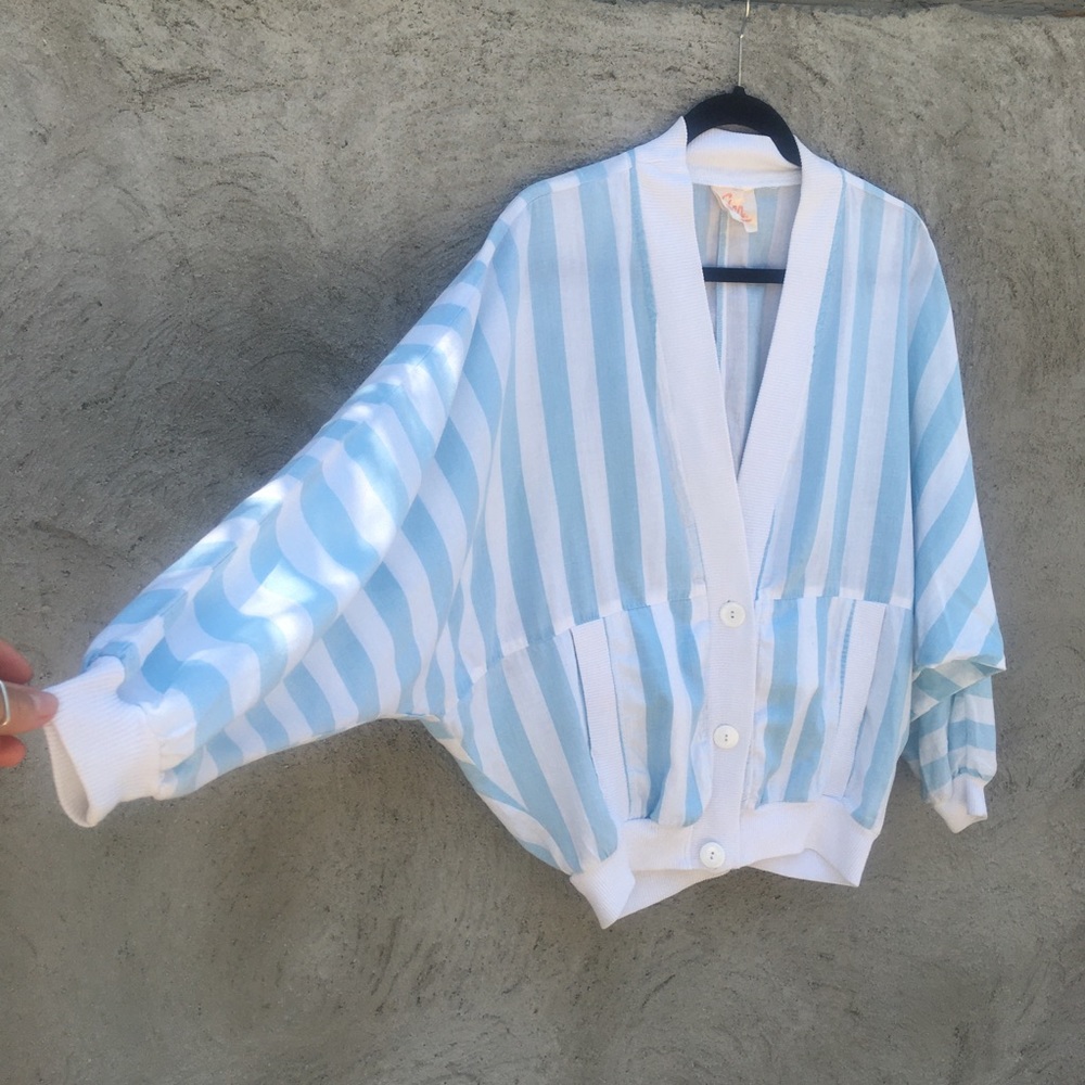 Vintage Eber brand blue and white striped l/s top